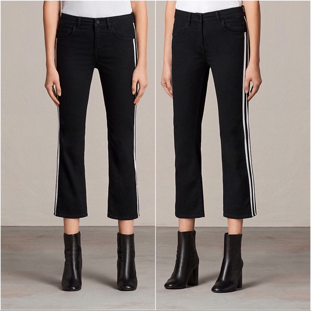 All Saints Heidi Kick Flare Cropped Jeans Stripe26 - Picture 1 of 8